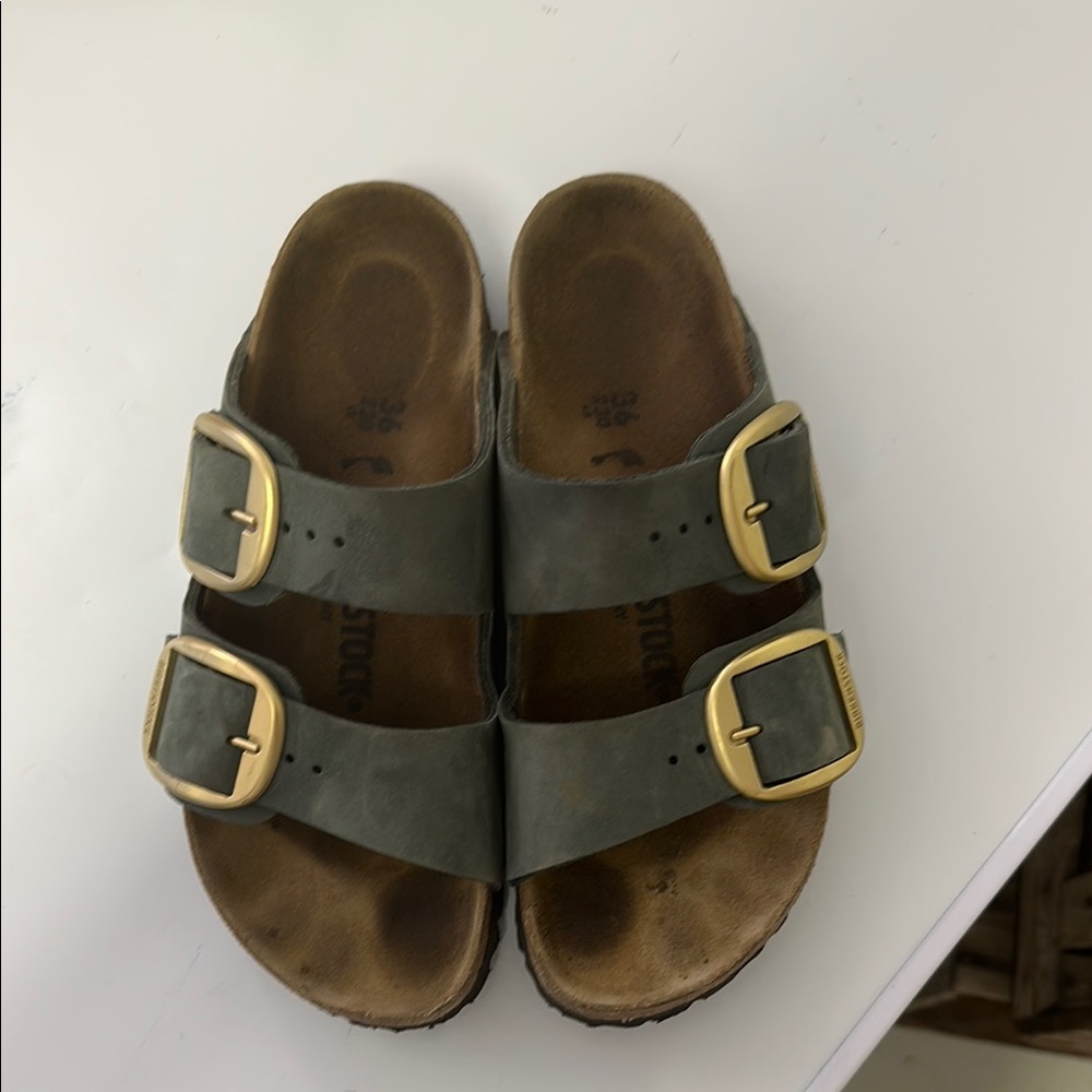 Birkenstock Gray and Brown Sandals with Adjustable Straps